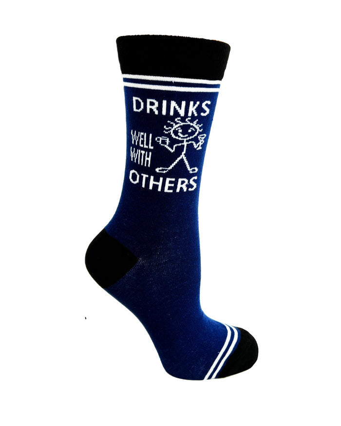 (3 Pairs) Drinks Well With Others - Hey Now Unisex Crew Socks - Wholesale