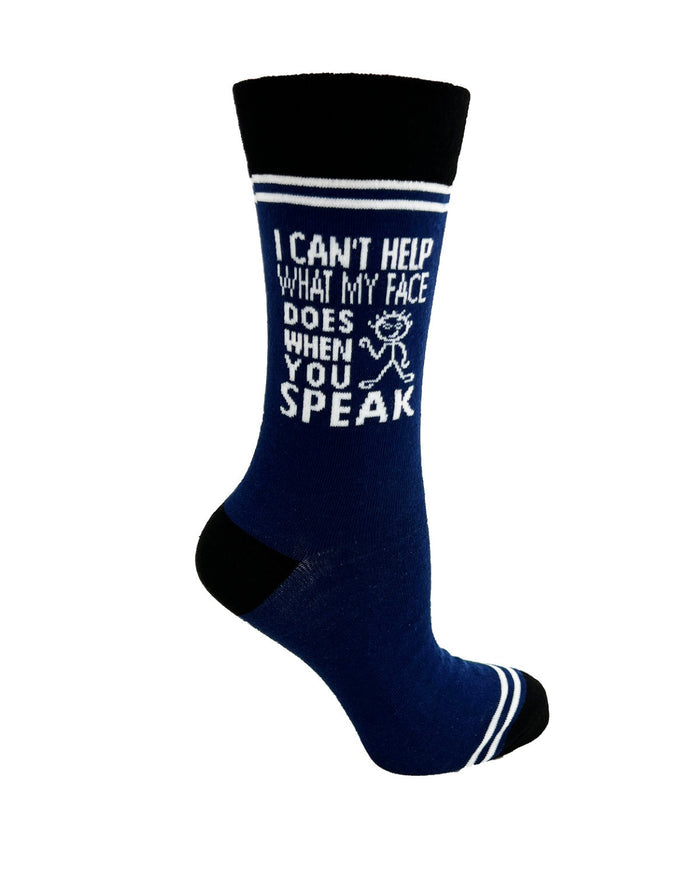 (3 Pairs) I Can’t Help What My Face Does When You Speak - Hey Now Unisex Crew Socks - Wholesale
