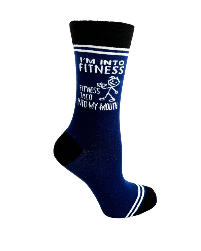 (3 Pairs) I’m Into Fitness, Fit’ness Taco Into My Mouth - Hey Now Unisex Crew Socks - Wholesale