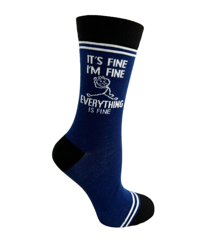 (3 Pairs) It’s Fine, I’m Fine, Everything is Fine - Hey Now Unisex Crew Socks - Wholesale