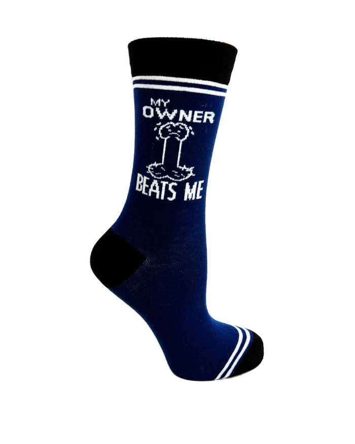 (3 Pairs) My Owner Beats Me - Hey Now Unisex Crew Socks - Wholesale