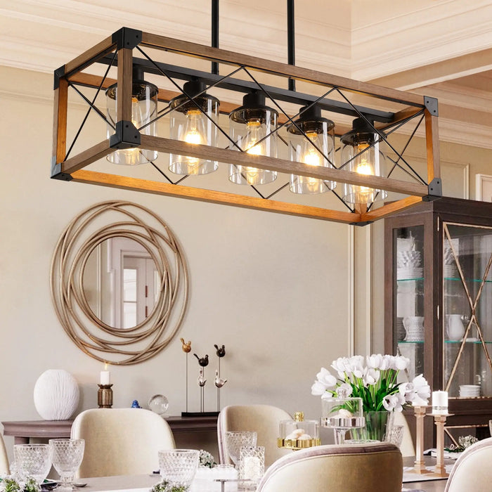 5 Lights Retro Farmhouse Dining Room Chandelier Canva Home