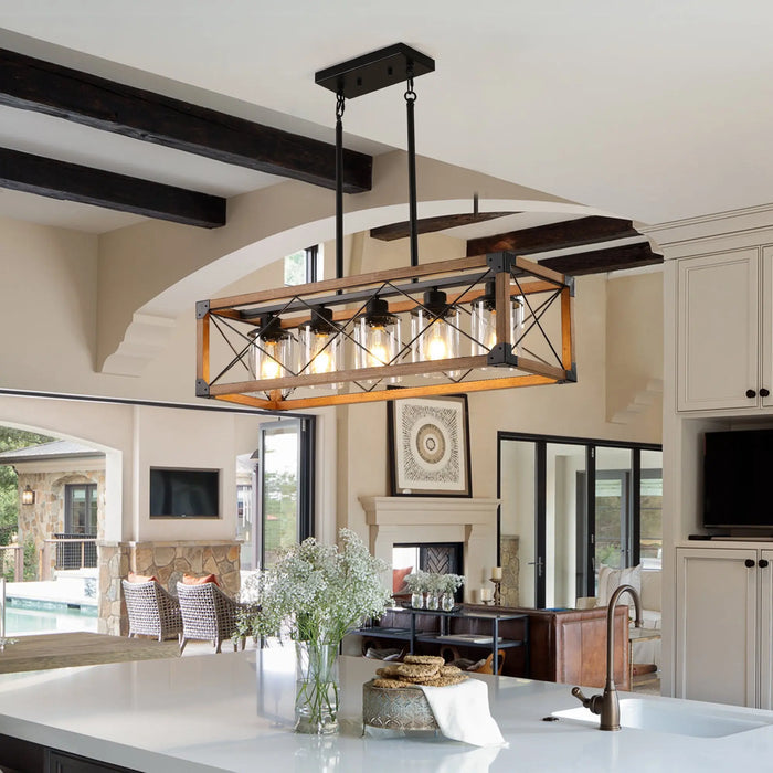 5 Lights Retro Farmhouse Dining Room Chandelier Canva Home