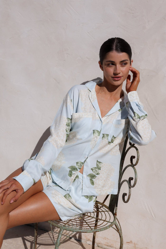 Piyama Abigail Sleep Set - Long Sleeve - ECOVERO™ - Heirloom Hydrangea — front view