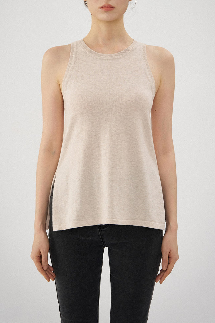 Aleger N.2140 Cashmere Blend Beach Tank - Prosecco Apparel > Women > Clothing > Tops > Tank Tops > Aleger Hyde Boutique