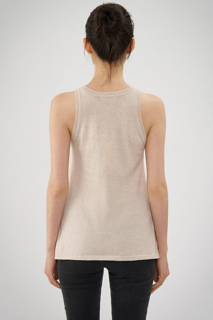 Aleger N.2140 Cashmere Blend Beach Tank - Prosecco Apparel > Women > Clothing > Tops > Tank Tops > Aleger Hyde Boutique