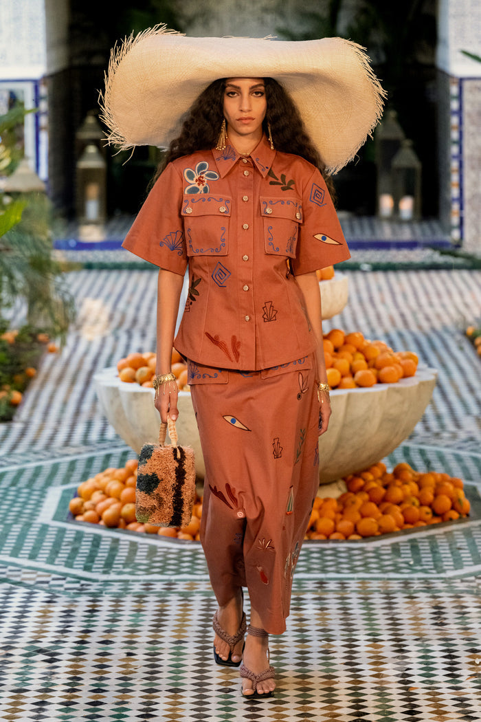 Alemais Dusty Embroidered Fitted Shirt - Rust Apparel > Women > Clothing > Shirts & Blouses > Long Sleeve Shirts > Alémais Hyde Boutique