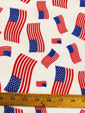 American Flags White Cotton Polyester Fabric