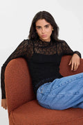 Among The Brave Lace Long Sleeve Top - Black Hyde Boutique