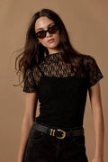 Among The Brave Lace Short Sleeve Top - Black Hyde Boutique
