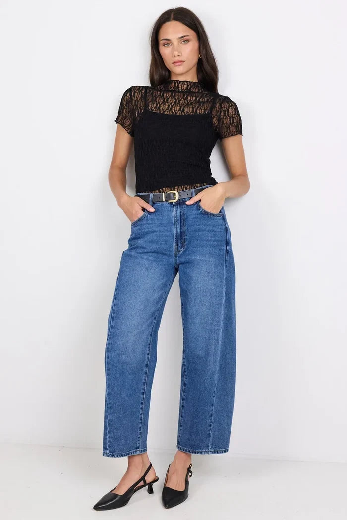 Among The Brave Lace Short Sleeve Top - Black Hyde Boutique