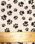 Animal Paws White and Black Polyester Cotton Fabric