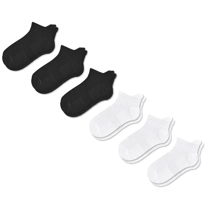 6-pack black and white ankle compression socks