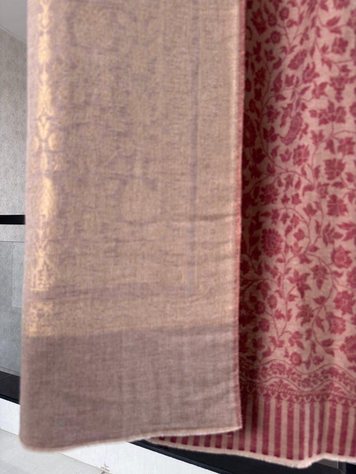 Beige kani reversible Shawl 40 x 80 inches