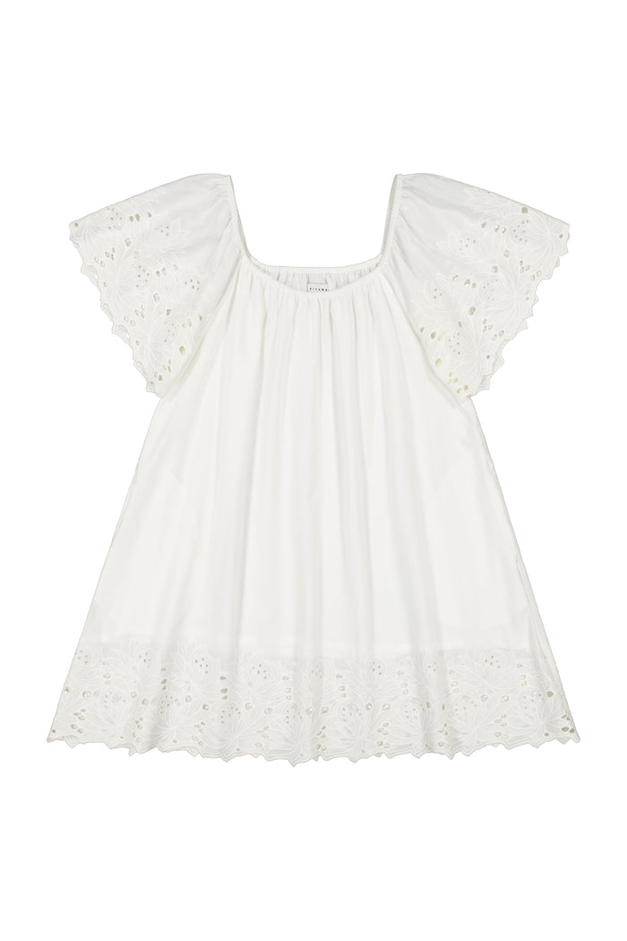 Piyama Betty Lounge Dress - Cotton Embroidery - Vanilla — view 5