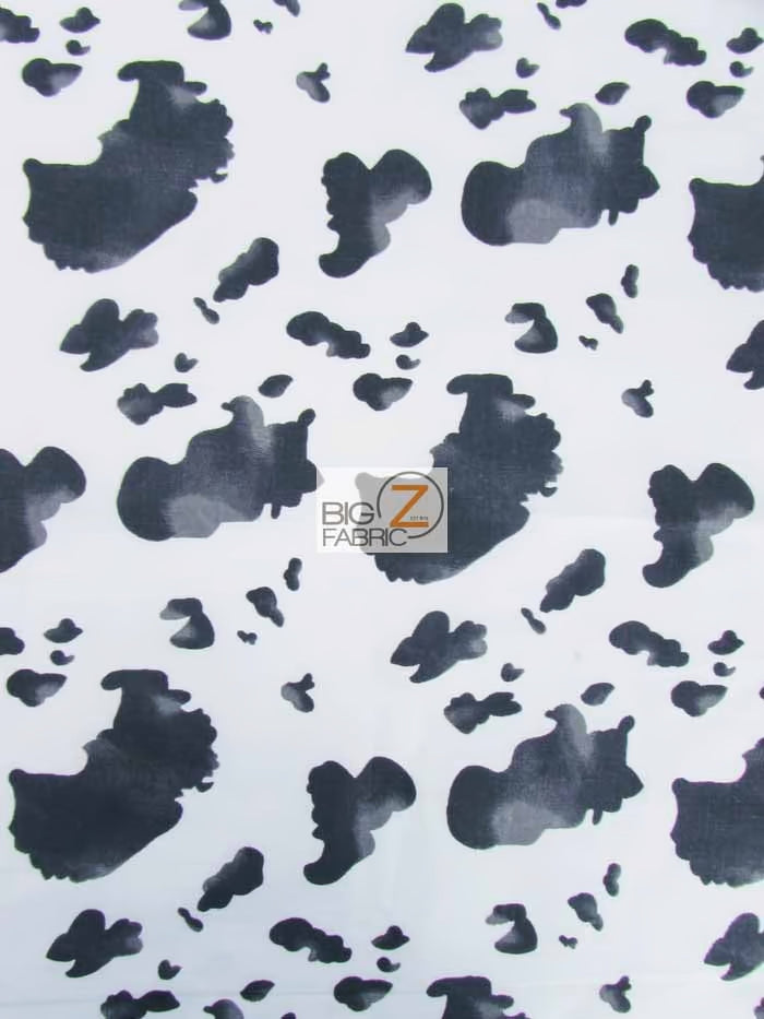 Black and White Cow Print Polyester Cotton Fabric