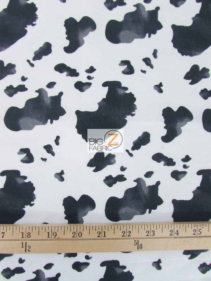 Black and White Cow Print Polyester Cotton Fabric