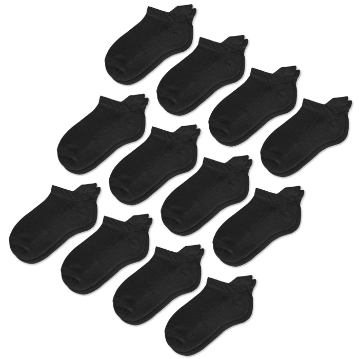 Viasox Black Ankle Socks Bundle 12-Pack front view