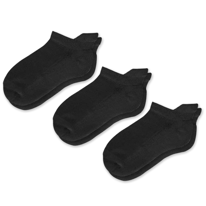 Viasox Black Ankle Socks Bundle 3-Pack front view