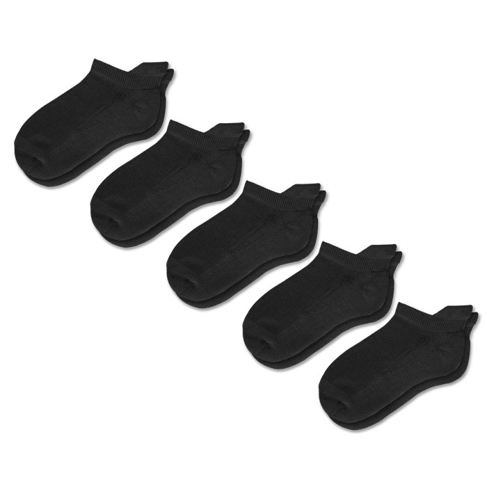 Viasox Black Ankle Socks Bundle 5-Pack front view