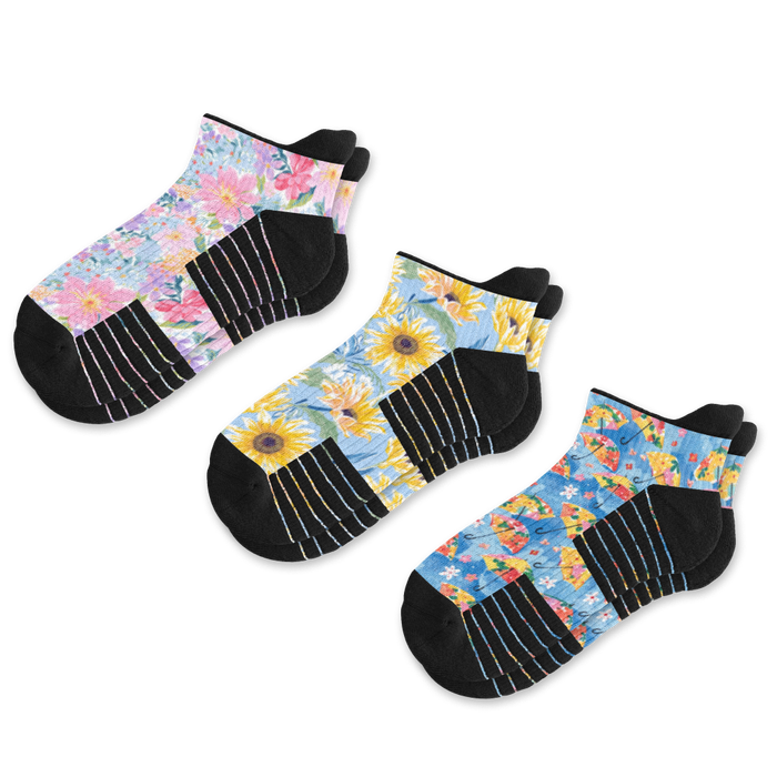 Viasox Bloom Ankle Compression Socks 3-Pack Bundle front view