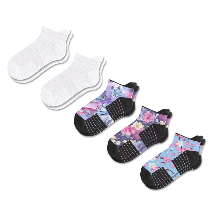 Viasox Blooming Brights Ankle Compression Socks 5-Pack Bundle front view