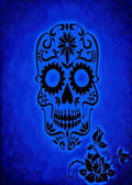 DoorFoto Door Cover Blue Skull