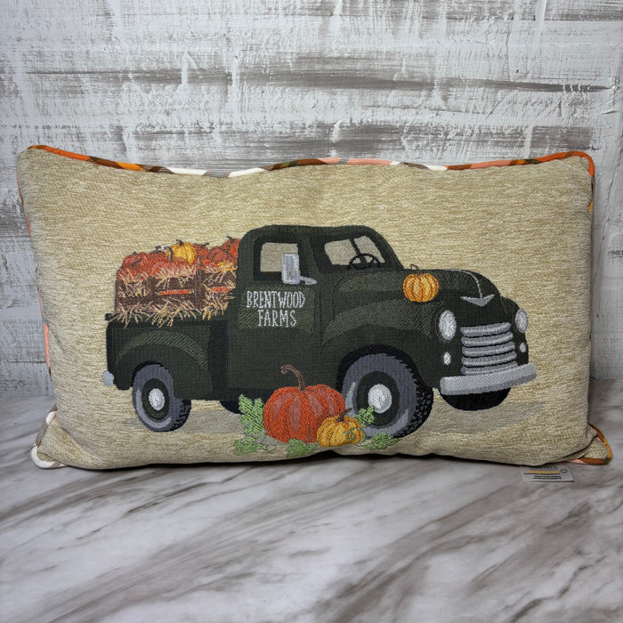 Brentwood Farms Fall Truck Reversible Lumbar Throw Pillow