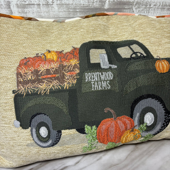 Brentwood Farms Fall Truck Reversible Lumbar Throw Pillow