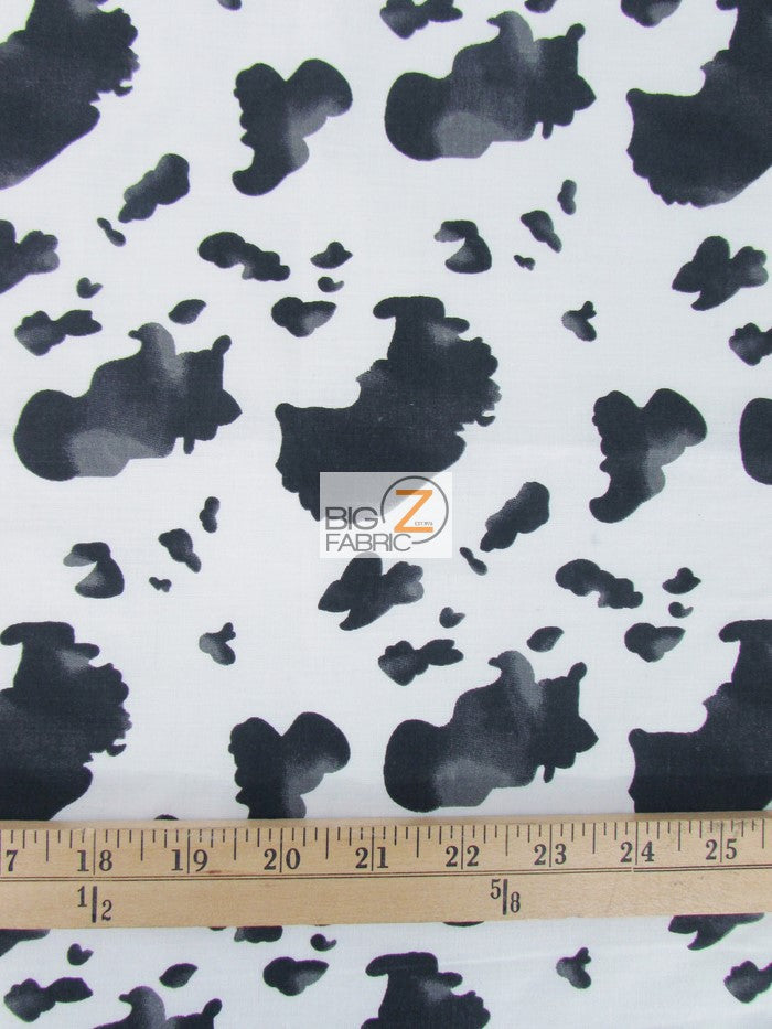 Brown and White Cow Print Polyester Cotton Fabric