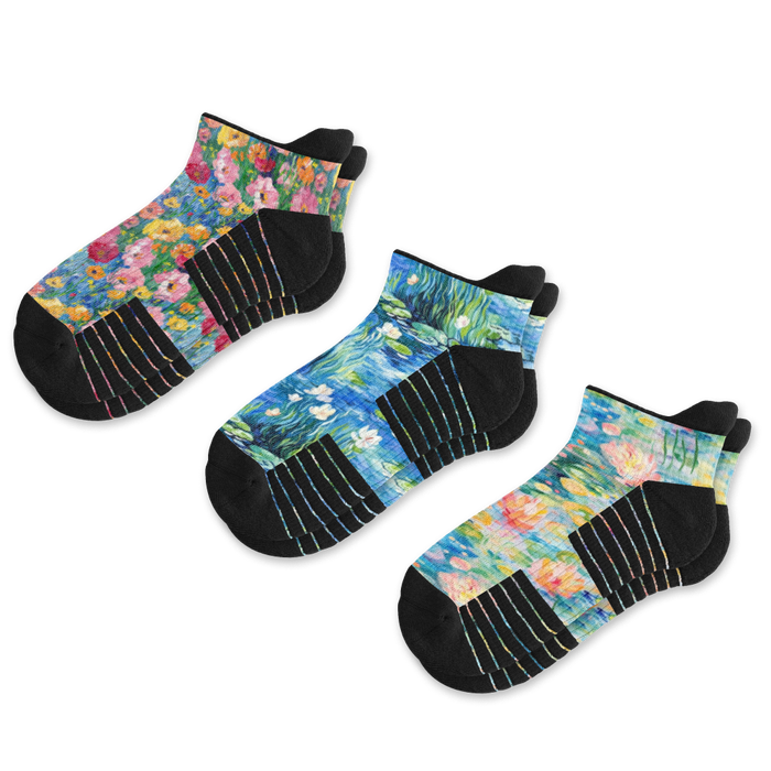 Viasox Brushstroke Ankle Compression Socks 3-Pack Bundle front view