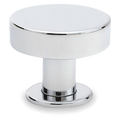 A sleek and contemporary round knob with a flat face.