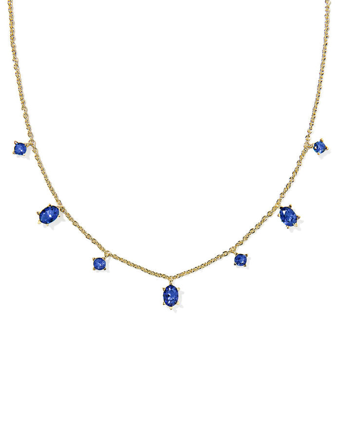 Cailin Delicate Strand Necklace Gold Blue Crystal