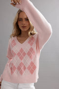 Caitlin Crisp Argyle Jumper - Marshmellow Arriving End September Hyde Boutique