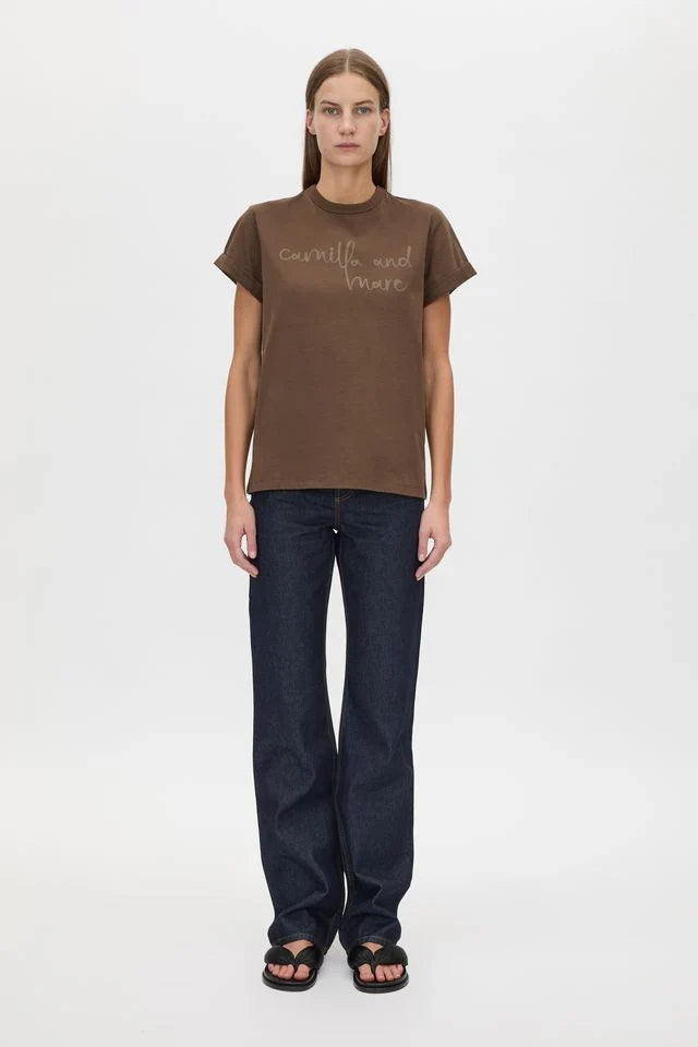 Camilla and Marc Maren Logo Roll Sleeve Tee - Chocolate Hyde Boutique
