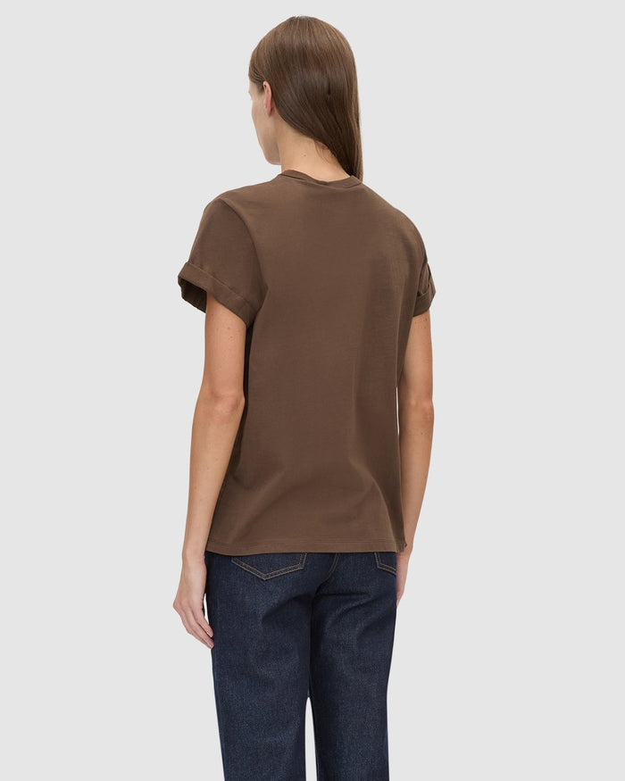 Camilla and Marc Maren Logo Roll Sleeve Tee - Chocolate Hyde Boutique