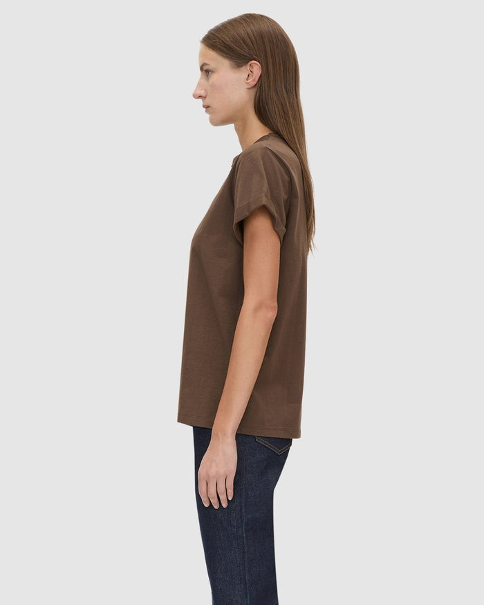 Camilla and Marc Maren Logo Roll Sleeve Tee - Chocolate Hyde Boutique