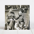 Canadian Army Sgt. shows off Kaiser's Guard's Helmet as Spoils of War c.1918