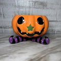 Ceramic Jack O Lantern Candy Bowl with Witch Feet