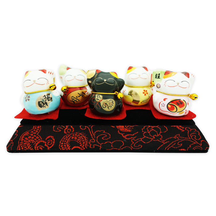 Ceramics 5 Auspicious Wealth Cats