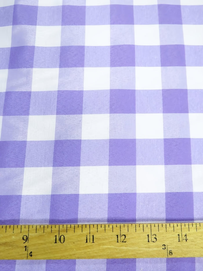 Checkered Gingham Poly Cotton Printed Fabric / Lavender / Sold By The Yard||color:Lavender