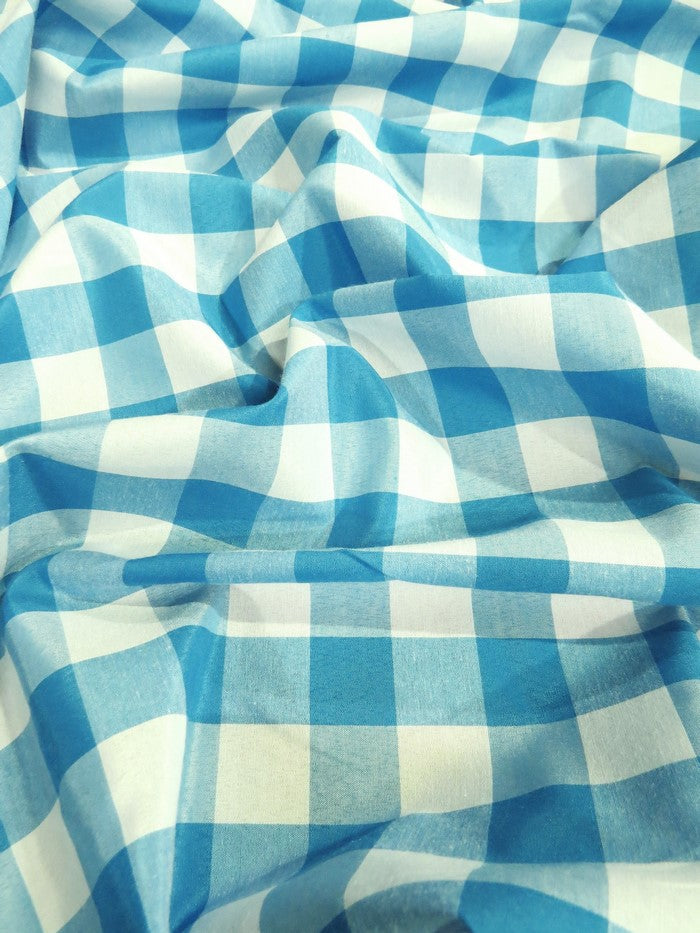Checkered Gingham Poly Cotton Printed Fabric / Lavender / Sold By The Yard