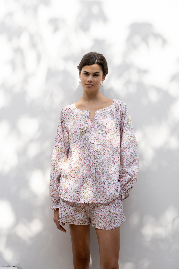 Piyama Claire Lounge Set - Floret Pink — front view