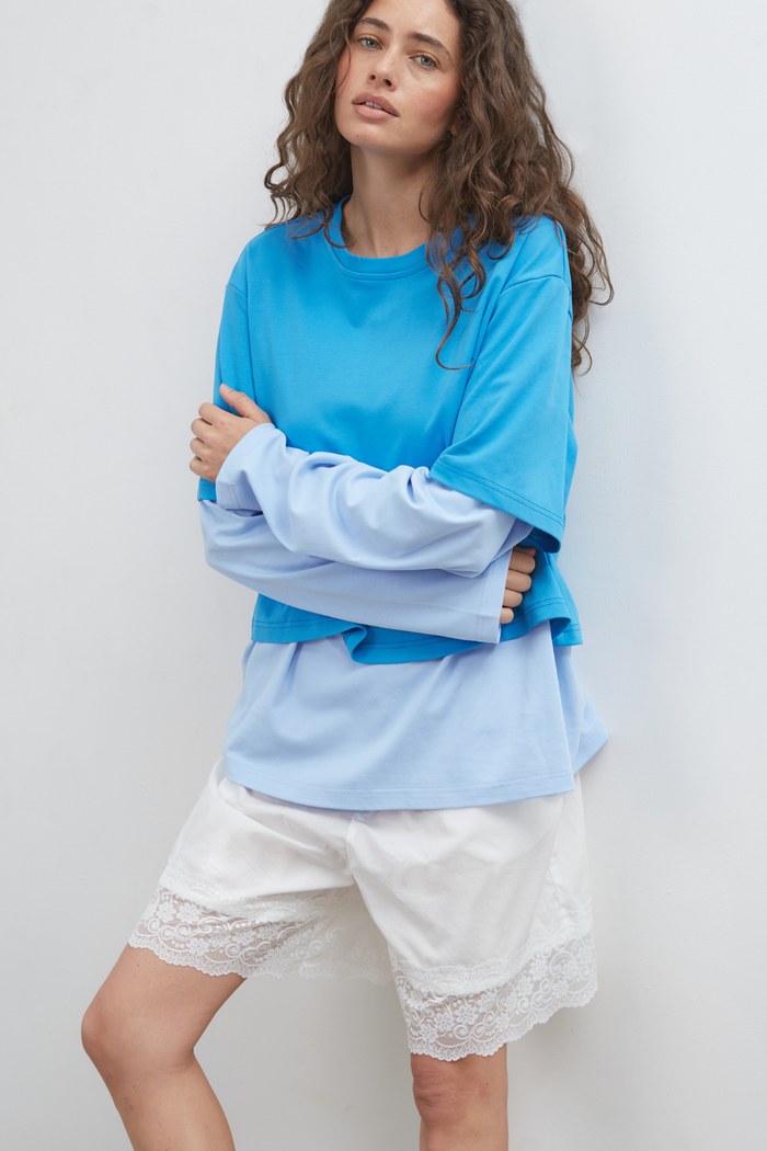 Commonplace Blue Crush LS Tee - Bright Blue Hyde Boutique