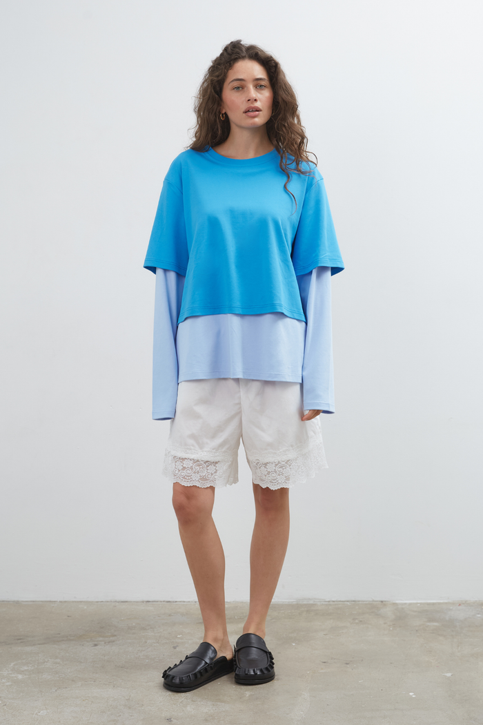 Commonplace Blue Crush LS Tee - Bright Blue Hyde Boutique