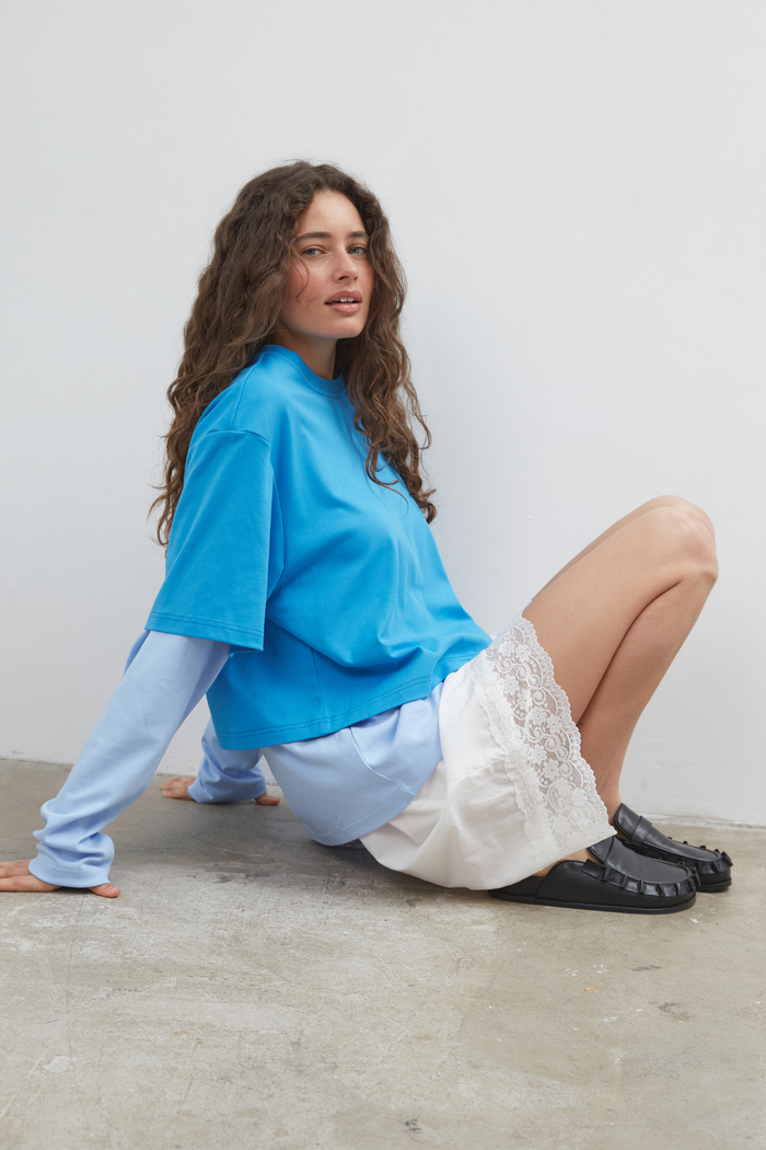 Commonplace Blue Crush LS Tee - Bright Blue Hyde Boutique