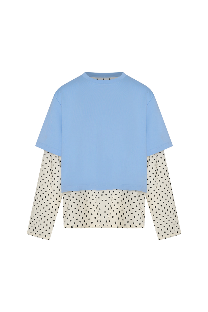 Commonplace Blue Crush LS Tee - Light Blue/Polka Hyde Boutique