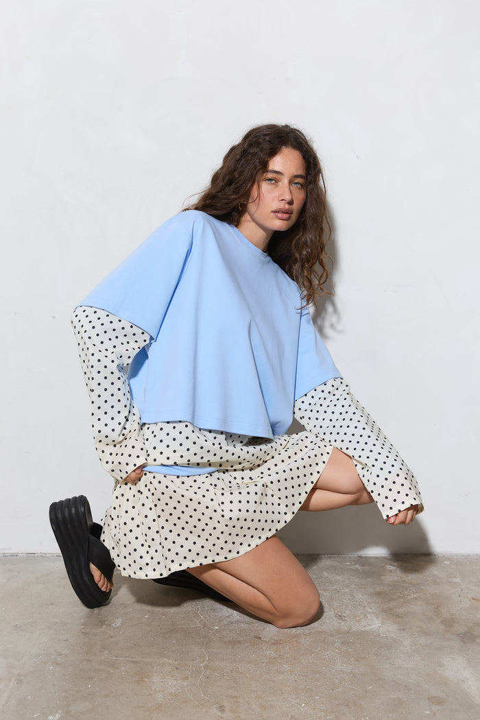 Commonplace Blue Crush LS Tee - Light Blue/Polka Hyde Boutique