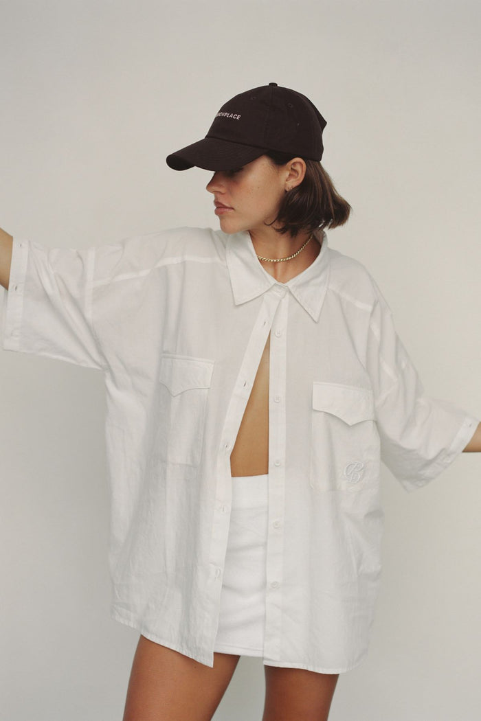 Commonplace Ease Shirt - White  Hyde Boutique