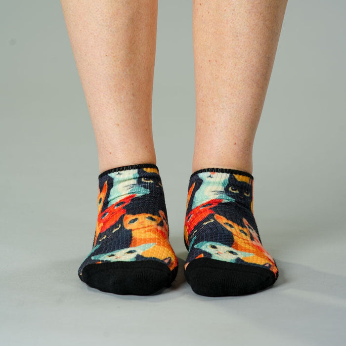 Viasox Cozy Cat Ankle Compression Socks 5-Pack Bundle pair displayed